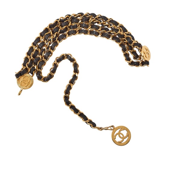 Authentic CHANEL vintage leather link charm belt 1984 main image 7